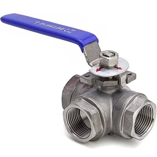 Купить Кран нержавеющий стальной шаровой муфтовый трехходовой Valveinox, сталь SS AISI304 DN25 1" PN63 Тип-L по низкой цене