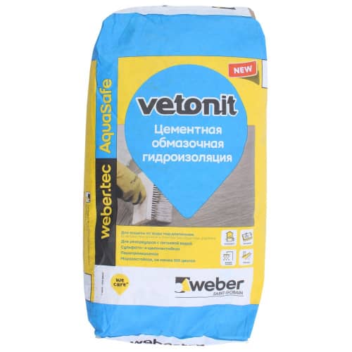 Купить Гидроизоляция Weber Vetonit AquaSafe цементная, обмазочная, 20 кг по низкой цене