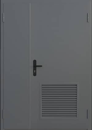 Купить Двупольная противопожарная дверь Поликом ei 60 с решеткой и доводчиком по низкой цене
