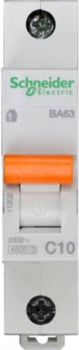Купить Выключатель автоматический модульный 1п C 10А 4.5кА BA63 Домовой SchE 11202 по низкой цене