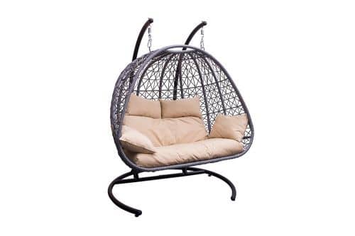 Купить Кресло двухместное подвесное коричневое по низкой цене