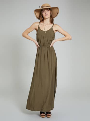 Купить Платье Piazza Italia длинное, оливковое по низкой цене