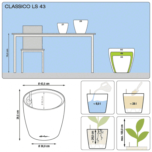 Купить Кашпо Lechuza Classico LS 43 см по низкой цене