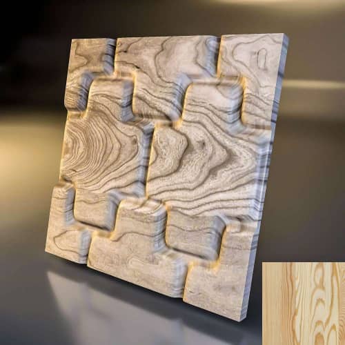 3D панель стеновая Relieffo Brick (Лиственница) Д039ЛС 600х600х30 мм