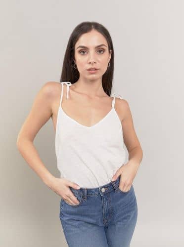 Купить Топ Piazza Italia на тонких бретелях с бантиками, белый по низкой цене