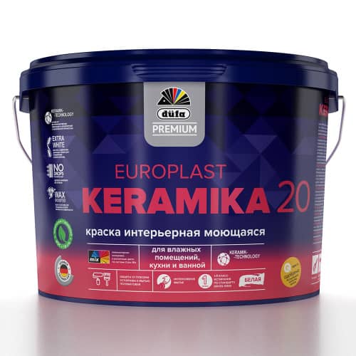 Купить Краска интерьерная dufa PREMIUM Europlast Keramika 20 белая 2,5 л база 1 по низкой цене