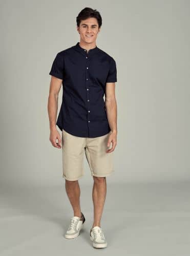 Купить Рубашка Piazza Italia collo coreano синяя по низкой цене