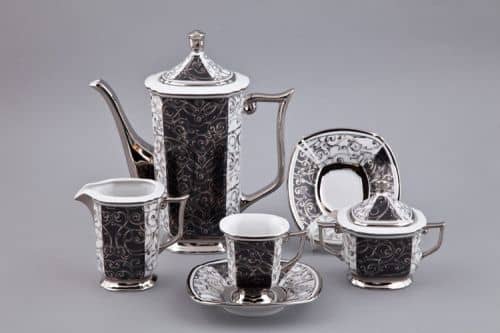 Купить Сервиз Rudolf Kämpf Empire мокко кофейный, черный, с платиной, на 6 персон по низкой цене