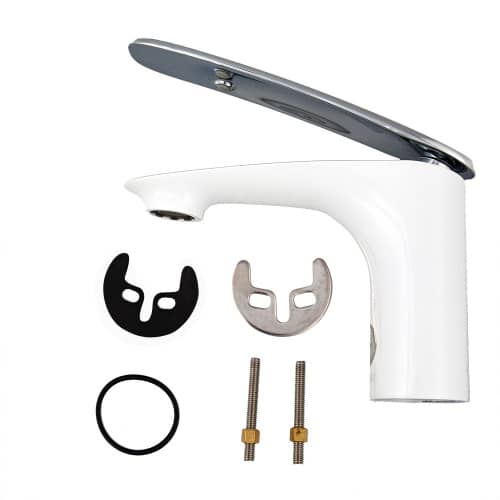 Купить Смеситель Raiber Dunis R1201 для раковины, однорычажный, хром белый по низкой цене