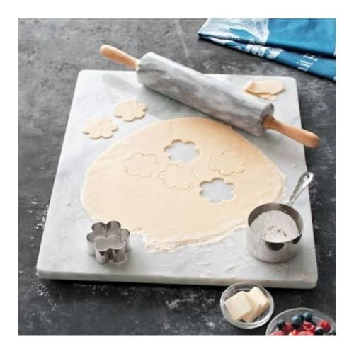 Купить Скалка Premier Housewares из натурального мрамора с деревянной подставкой, серая по низкой цене