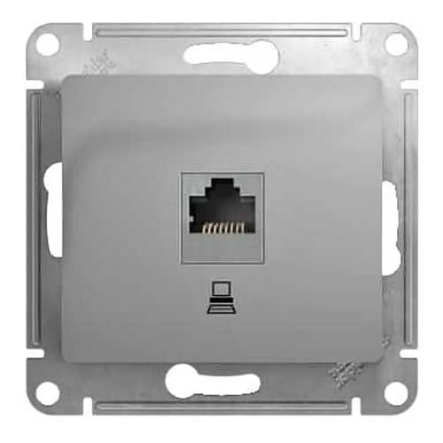 Купить Розетка компьютерная Schneider Electric Глосса без рамки алюминий по низкой цене