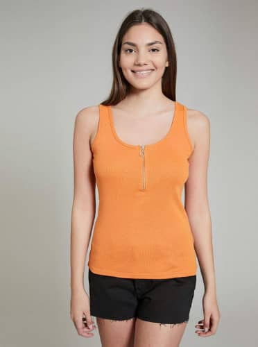 Купить Топ Piazza Italia 25988 оранжевый, с молнией по низкой цене
