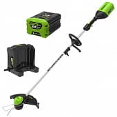 Купить Триммер Greenworks GD60LTK4 аккумуляторный бесщеточный с аккумулятором 4Ач и зарядным устройством по низкой цене