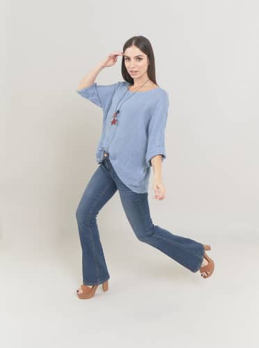 Купить Блузка Piazza Italia с колье, голубая по низкой цене