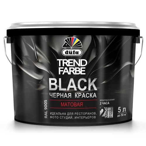 Купить Краска интерьерная акриловая dufa Trend Farbe Black RAL 9005 чёрная 5 л по низкой цене