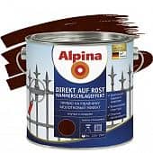 Купить Эмаль Alpina Direkt auf Rost по ржавчине молотковая коричневая 0,75 л по низкой цене