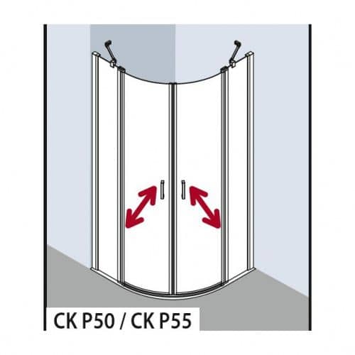 Купить Душевое ограждение Kermi Cada Xs 875-900/2000 1/4 круга CKP5009020VPK, маятниковые двери с фиксированными панелями по низкой цене
