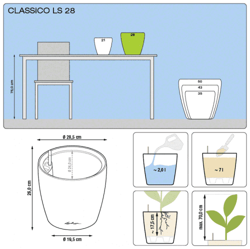 Купить Кашпо Lechuza Classico LS 28 см по низкой цене