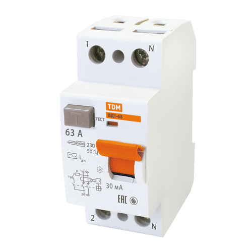 Купить Устройство защитного отключения TDM electric ВД1-63 63 А 30 мА 2П (1P+N) по низкой цене