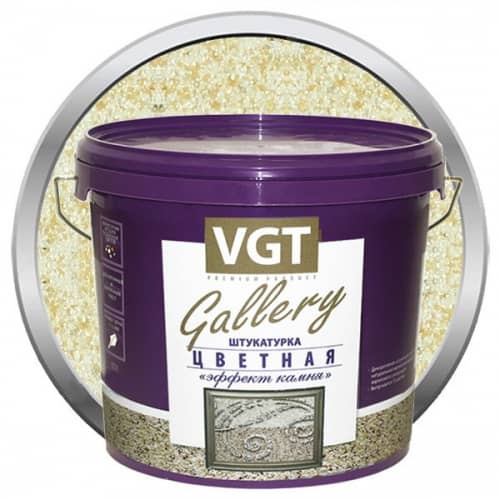 Купить Штукатурка VGT Gallery №13 с эффектом камня кварц с глиттером золото мелкозернистая 6 кг по низкой цене