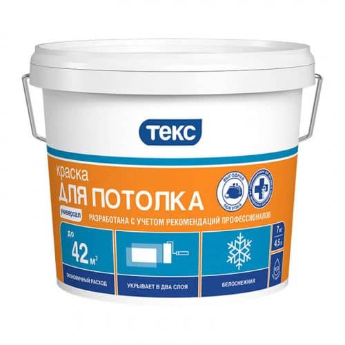 Купить Краска ТЕКС Универсал для потолка, в/д 7 кг (4,4 л) по низкой цене