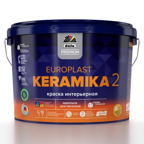 Купить Краска интерьерная dufa PREMIUM Europlast Keramika 2 белая 9 л база 1 по низкой цене