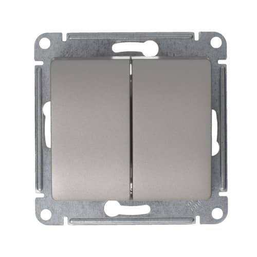 Купить Выключатель двухклавишный Schneider Electric Глосса без рамки платина по низкой цене