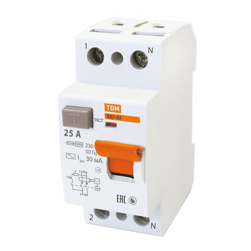Купить Устройство защитного отключения TDM electric ВД1-63 25 А 30 мА 2П (1P+N) по низкой цене