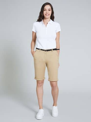 Купить Шорты-бермуды Piazza Italia эластичные, бежевые по низкой цене