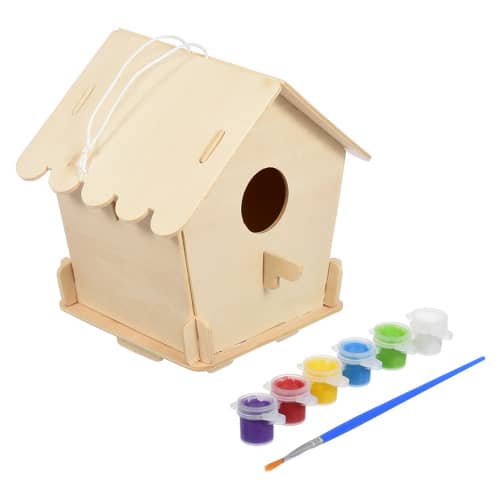 Купить Скворечник BLUMEN HAUS домик для птиц сборный с красками и кисточкой 12,5х12,5х16 см по низкой цене