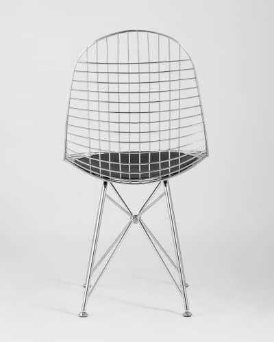 Купить Стул обеденный Eiffel хромированный с черной подушкой по низкой цене