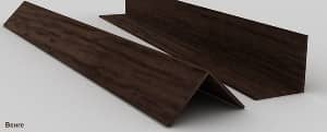Угол ПВХ отделочный, темный венге, 20x20 мм, 2,7 м