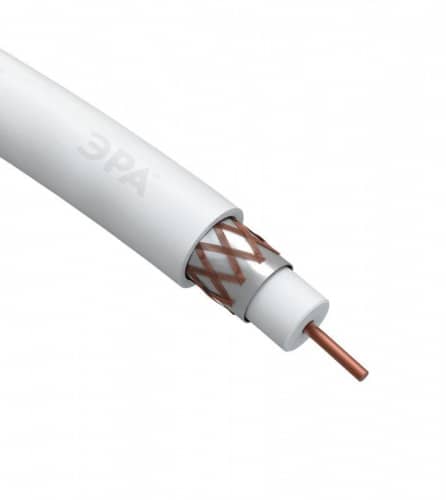 Купить Кабель коаксиальный RG-6U Cu/(оплетка Cu 64%) PVC 75Ом бел. 100м Эра Б0044603 по низкой цене