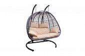 Купить Кресло двухместное подвесное коричневое по низкой цене