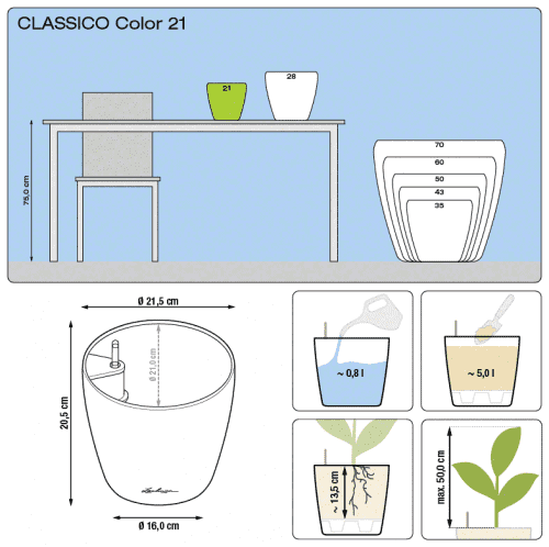 Купить Кашпо Lechuza Classico Color 21 см по низкой цене