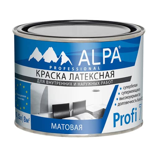 Купить Краска моющаяся латексная Alpa Profi 7 белая 0,5 л по низкой цене