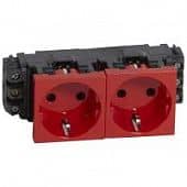 Купить Розетка Legrand Mosaic 2К+З двойная с заземлением красная по низкой цене