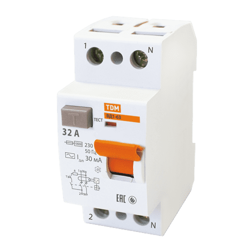 Купить Устройство защитного отключения TDM electric ВД1-63 32 А 30 мА 2П (1P+N) по низкой цене