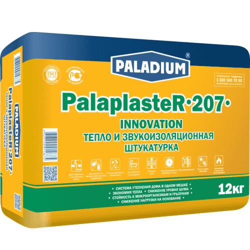 Купить Штукатурка Paladium PalaplasteR-207 теплозвукоизоляционная с пеностеклом 12 кг по низкой цене
