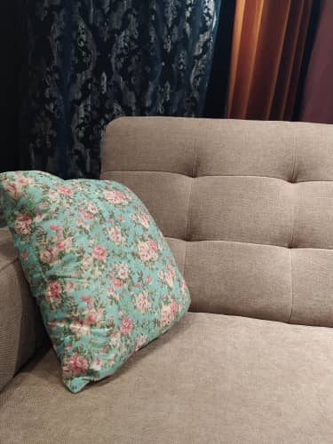 Купить Подушка ТекстильОптТорг декоративная микровелюр бирюзовый с цветочным рисунком 40х40 см, 2 шт. по низкой цене