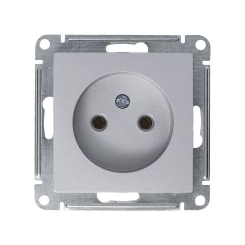 Купить Розетка Schneider Electric Атлас Дизайн без заземления без рамки алюминий по низкой цене
