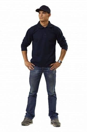 Купить Рубашка поло длинный рукав р-р 44-46 - 60-62 синий по низкой цене