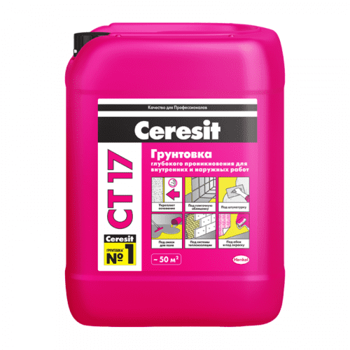 Купить Грунтовка Ceresit CT 17 глубокого проникновения морозостойкая 10 л по низкой цене