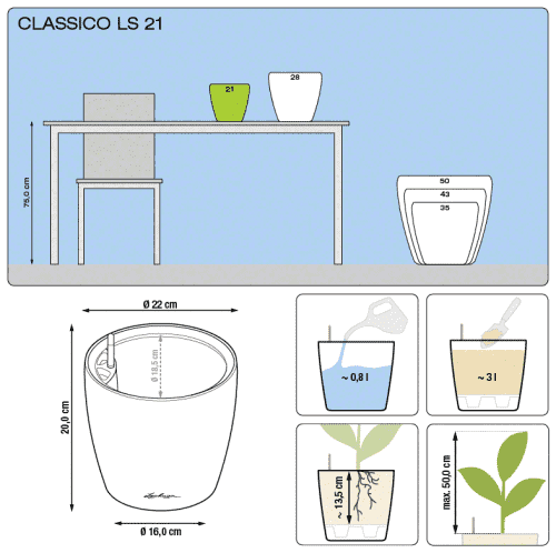 Купить Кашпо Lechuza Classico LS 21 см по низкой цене