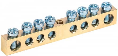 Купить Шина PEN "земля-ноль" 6х9мм 8/1 (8групп/крепеж по центру) IEK YNN10-08-100 по низкой цене