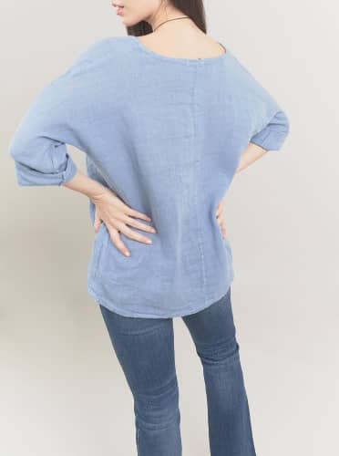 Купить Блузка Piazza Italia с колье, голубая по низкой цене