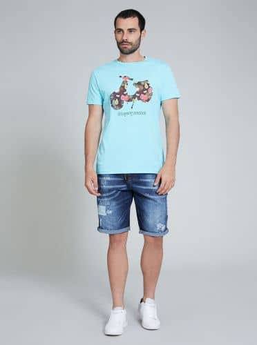 Купить Футболка Piazza Italia con stampe a fantasia голубая по низкой цене