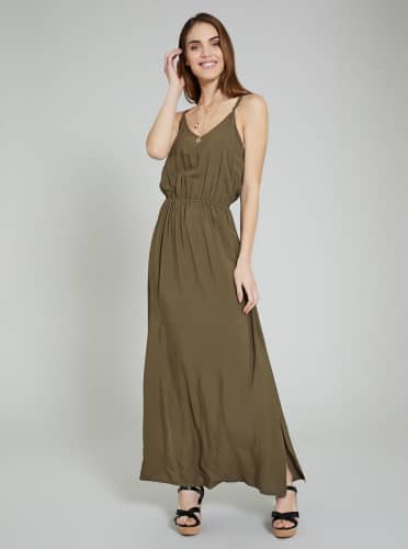 Купить Платье Piazza Italia длинное, оливковое по низкой цене