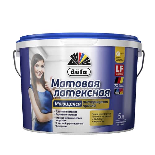 Купить Краска интерьерная dufa Матовая Латексная база 1 белая 5 л по низкой цене