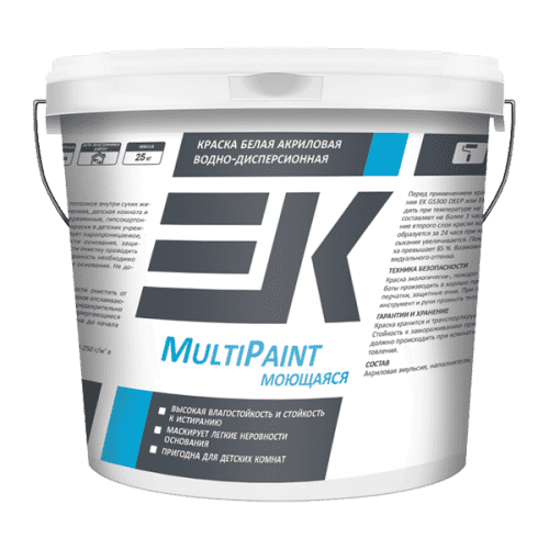 Купить Краска ЕК MultiPaint белая акриловая водно-дисперсионная моющаяся 1,5 кг по низкой цене